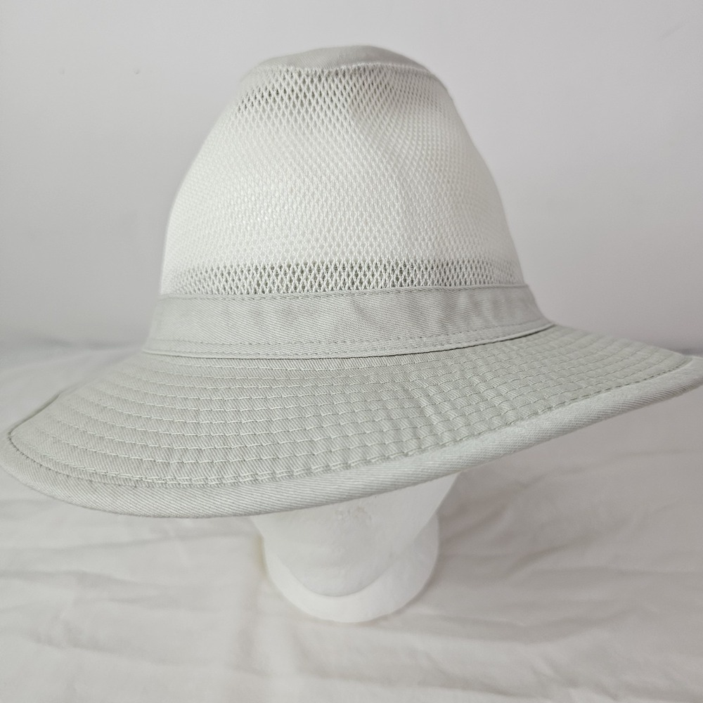 DPC Dorfman Pacific Co Hat Mens Medium Cotton Safari Khaki Mesh Fishing Vented